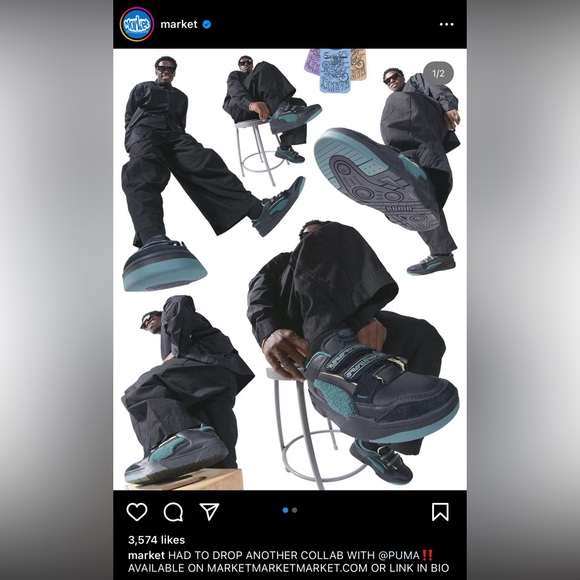 Puma X Market Slipstream Low Mens Casual Shoes Black size 13 - Picture 9 of 10